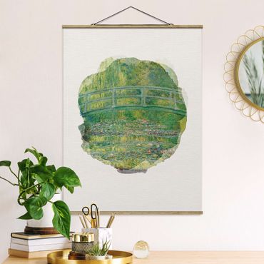 Tableau en tissu avec porte-affiche - Water Colours - Claude Monet - Japanese Bridge