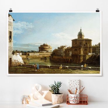 Poster - Bernardo Bellotto - View of Rome on the Banks of the Tiber