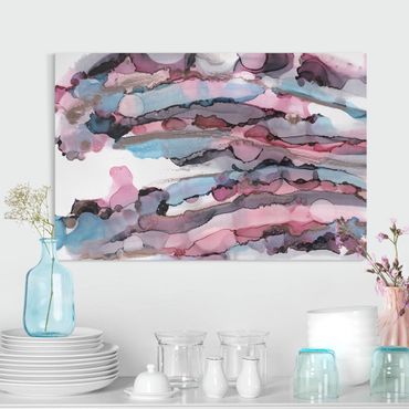 Impression sur toile - Surfing Waves In Purple With Pink Gold
