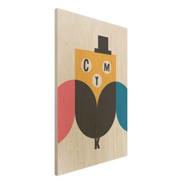 Impression sur bois - CMYK Owl Graphic Art