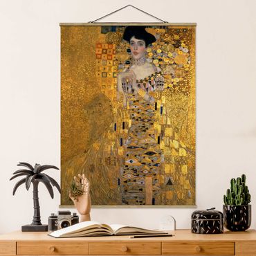 Tableau en tissu avec porte-affiche - Gustav Klimt - Portrait Of Adele Bloch-Bauer I