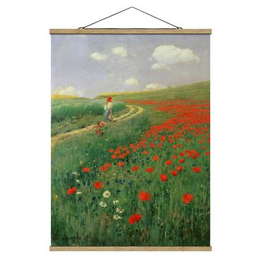 Tableau en tissu avec porte-affiche - Pál Szinyei-Merse - Summer Landscape With A Blossoming Poppy