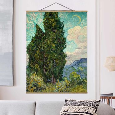 Tableau en tissu avec porte-affiche - Vincent van Gogh - Cypresses
