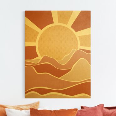 Tableau sur toile or - Mountainous Landscape With Golden Sunrise