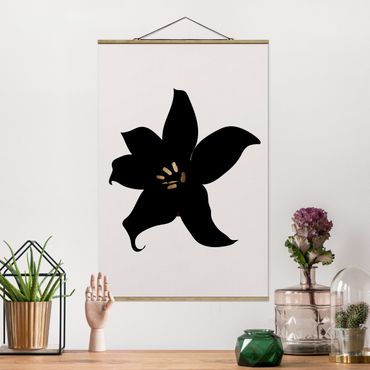 Tableau en tissu avec porte-affiche - Graphical Plant World - Orchid Black And Gold