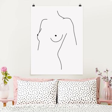 Poster - Line Art Nude Bust Woman Black And White
