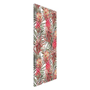 Tableau magnétique - Red Pineapple With Palm Leaves Tropical