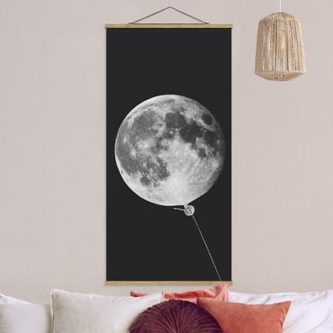 Tableau en tissu avec porte-affiche - Balloon With Moon