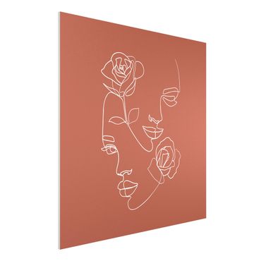 Impression sur forex - Line Art Faces Women Roses Copper