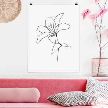 Poster - Line Art Flower Black White