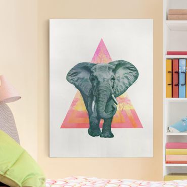 Tableau sur toile - Illustration Elephant Front Triangle Painting
