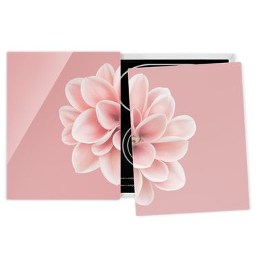 Cache plaques de cuisson en verre - Dahlia Pink Blush Flower Centered