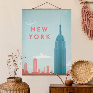 Tableau en tissu avec porte-affiche - Travel Poster - New York