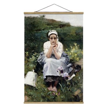Tableau en tissu avec porte-affiche - Joaquin Sorolla - The Milkmaid