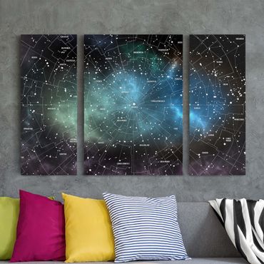 Impression sur toile 3 parties - Stellar Constellation Map Galactic Nebula