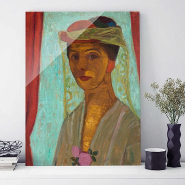 Tableau en verre - Paula Modersohn-Becker - Self-Portrait with a Hat and Veil