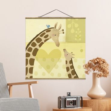 Tableau en tissu avec porte-affiche - Mum And I - Giraffes