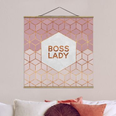 Tableau en tissu avec porte-affiche - Boss Lady Hexagons Pink