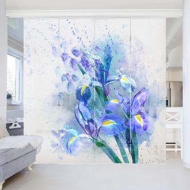 Set de panneaux coulissants - Watercolour Flowers Iris