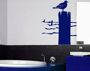 Sticker mural - No.IS24 Lonely gull at sea
