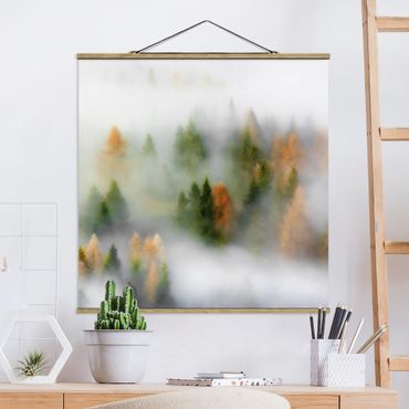 Tableau en tissu avec porte-affiche - Cloud Forest In Autumn