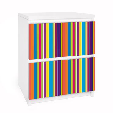 Papier adhésif pour meuble IKEA - Malm commode 2x tiroirs - Happy Stripes