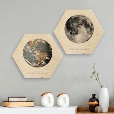 Hexagone en bois - Moon And Earth