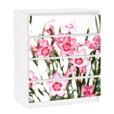 Papier adhésif pour meuble IKEA - Malm commode 4x tiroirs - Pink Flowers
