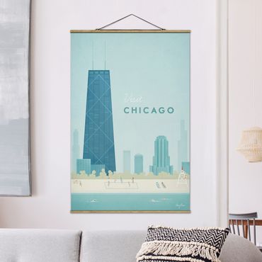 Tableau en tissu avec porte-affiche - Travel Poster - Chicago