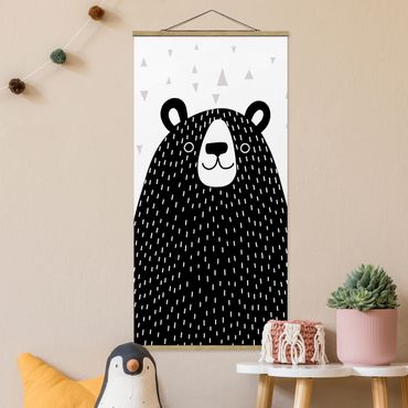 Tableau en tissu avec porte-affiche - Zoo With Patterns - Bear