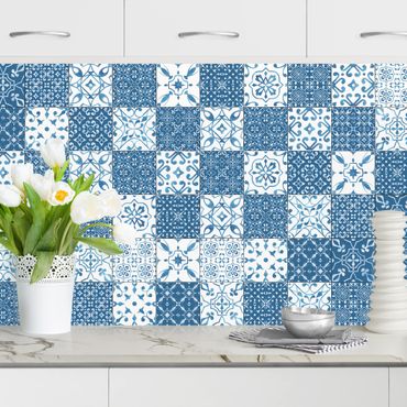 Revêtement mural cuisine - Tile Pattern Mix Blue White
