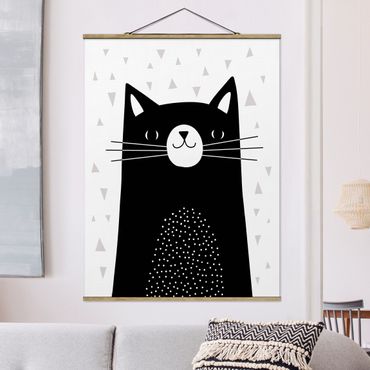 Tableau en tissu avec porte-affiche - Zoo With Patterns - Cat