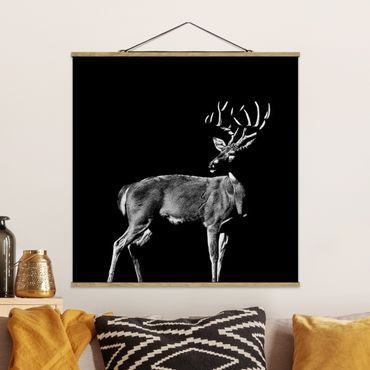 Tableau en tissu avec porte-affiche - Deer In The Dark