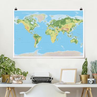 Poster - Physical World Map