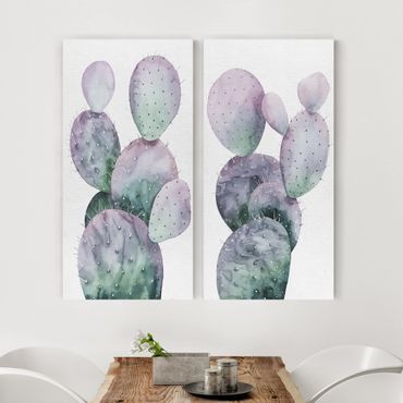 Impression sur toile - Cactus In Purple Set I