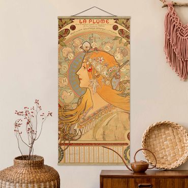 Tableau en tissu avec porte-affiche - Alfons Mucha - Zodiac