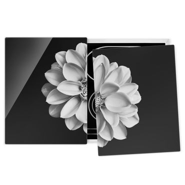 Cache plaques de cuisson en verre - Dahlia Black And White