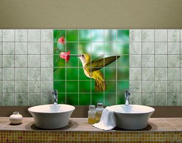 Sticker pour carrelage - Hummingbird And Flower