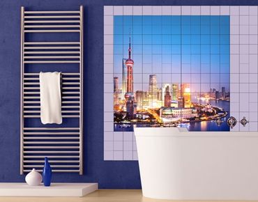 Sticker pour carrelage - Shanghai Skyline