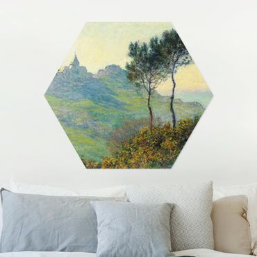 Hexagone en alu Dibond - Claude Monet - The Church Of Varengeville At Evening Sun