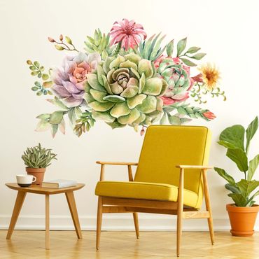 Sticker mural - Watercolour Succulent Bouquet XXL