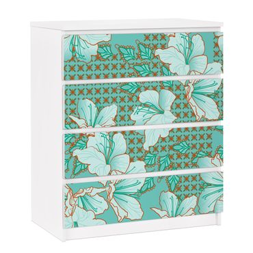 Papier adhésif pour meuble IKEA - Malm commode 4x tiroirs - Oriental Flower Pattern