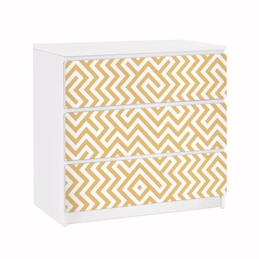 Papier adhésif pour meuble IKEA - Malm commode 3x tiroirs - Geometric Pattern Design Yellow