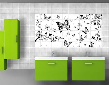 Sticker pour carrelage - Flowers and Butterflies