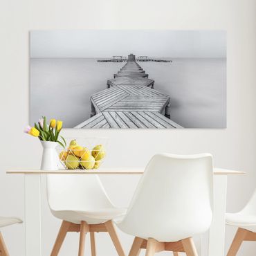 Impression sur toile - Wooden Pier In Black And White