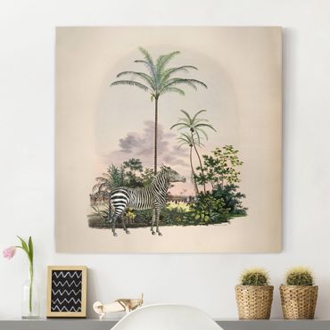 Impression sur toile - Zebra Front Of Palm Trees Illustration