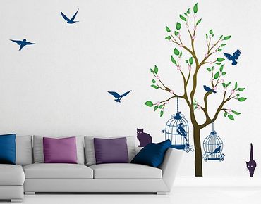 Sticker mural - No.RS57 Cats And Birds