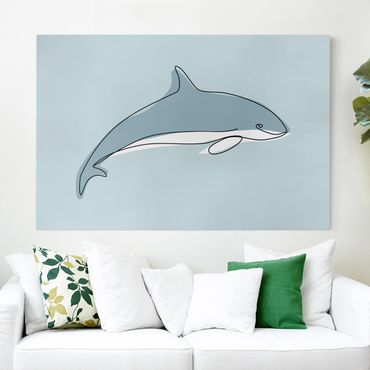 Tableau sur toile - Dolphin Line Art