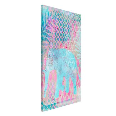 Tableau magnétique - Colourful Collage - Elephant In Blue And Pink