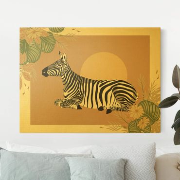 Tableau sur toile or - Safari Animals - Zebra At Sunset